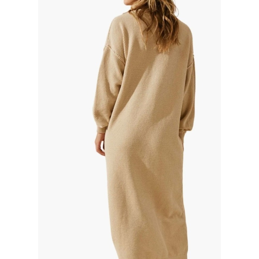 Free People Hailee Long Sleeve Cotton Sweater Dress M Relaxed Quiet Luxury - Picture 4 of 9